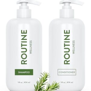 Routine Wellness Anti-Thinning Deep Conditioner for Thinning Hair – Biotin DHT Blocker Women & Men – Color Safe Shampoo for Hair Loss & Healthy Growth – Lemongrass 14oz