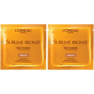 L’Oreal Paris Sublime Bronze Self Tanning Towelettes, Streak-Free, Natural Looking Tan, 6 ct (Pack of 2)