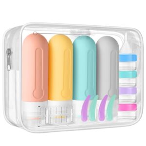 DEPOZA 18 Pack Travel Size Toiletry Containers Sets, BPA Free Silicone Travel Bottles with Leak Proof Caps, TSA Approved for Shampoo, Conditioner, Lotion, Soap and Essential Accessories (Spring)
