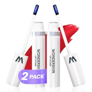 Wonderskin Wonder Blading Lip Stain Peel Off Masque, 2 Pack – Long Lasting, Waterproof and Transfer Proof Matte Red Lip Tint Stain (Playful Masque)