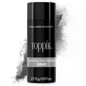Toppik Hair Building Fibers, Gray, 27.5g Fill In Fine Or Thinning Hair Instantly Thicker, Fuller Looking Hair 9 Shades For Men & Women