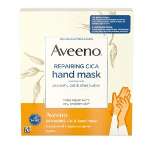 Aveeno Repairing Cica Hand Mask With Prebiotic Oat and Shea Butter> 6 Count