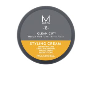 MITCH by Paul Mitchell Clean Cut Styling Cream for Men, Medium Hold, Semi-Matte Finish, For All Hair Types + Short to Medium Hair, 3 oz.