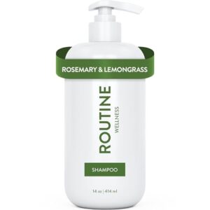Routine Wellness Anti-Thinning Shampoo for Thinning Hair – Biotin DHT Blocker Women & Men – Color Safe Shampoo for Hair Loss & Healthy Growth – Rosemary & Lemongrass 14oz