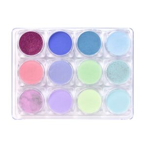 Rolabling 12 Grids Acrylic Nail Powder Set Glitter Nail Polymer for Nail Extension Carving Nail Shaping in Nail Salon or Home DIY