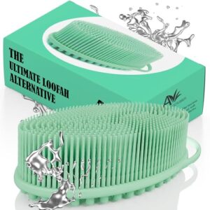 Avilana Silicone Body Scrubber – Gentle Shower Brush & Loofah Alternative – Silver-Infused Options – Fast-Drying, Hygienic, BPA-Free Silicone Body Exfoliator for Sensitive Skin, Men & Women