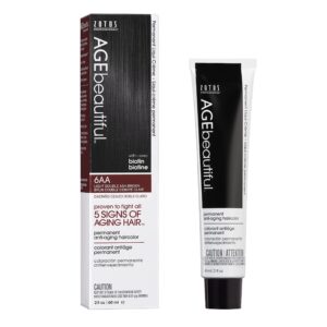 AGE beautiful Permanent Hair Color Dye Liqui Creme | 100% Gray Coverage | Anti-Aging Haircolor | Biotin for Thicker, Fuller Hair | Professional Salon Coloring | 6AA Double Ash