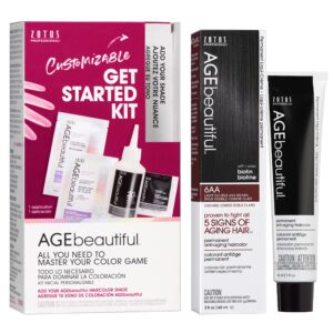 AGE beautiful Permanent Hair Color Dye Liqui Creme & Developer Starter Kit | 100% Gray Coverage | Anti-Aging | Biotin for Thicker, Fuller, Healthier Hair | 6AA Double Ash