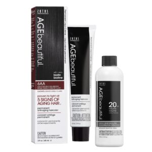 AGE beautiful Permanent Hair Color Dye Liqui Creme & Developer 20 Volume | 100% Gray Coverage | Anti-Aging | Biotin for Thicker, Fuller, Healthier Hair | 6AA Double Ash