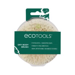 EcoTools Dry Body Brush, Dry Brushing Body Brush for Smooth Skin, Exfoliating Brush Removes Dry Skin, Easy-to-Use Handle, Eco-Friendly Dry Brush, Synthetic Cruelty-Free Bristles, 1 Count