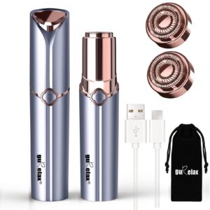 Facial Hair Remover for Women’s Face Chin Lip Mustache Neck Armpit Peach Fuzz, Gurelax Electric Painless Hair Removal Device with 2 Replacement Heads
