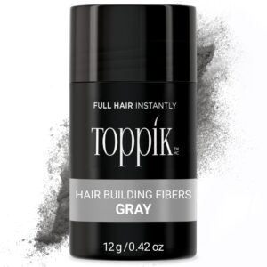 Toppik Hair Building Fibers, Gray, 12g | Fill In Fine or Thinning Hair | Instantly Thicker, Fuller Looking Hair | 9 Shades for Men & Women,0.42 Ounce (Pack of 1)