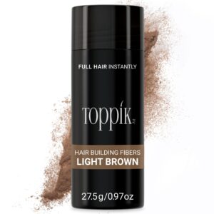Toppik Hair Building Fibers, Light Brown, 27.5g | Fill In Fine or Thinning Hair | Instantly Thicker, Fuller Looking Hair | 9 Shades for Men & Women