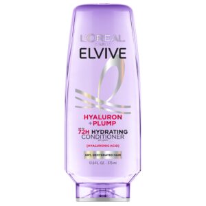 L’Oreal Paris Elvive Hyaluron Plump Hydrating Conditioner for Dehydrated, Dry Hair Infused with Hyaluronic Acid Care Complex, Paraben-Free, 12.6 Fl Oz