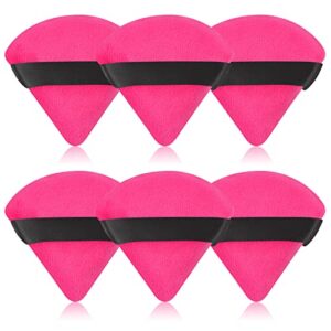 Pimoys 6 Pieces Powder Puff Face Soft Triangle Makeup Puff Velour Puffs for Loose Powder Setting Powder Cosmetic Foundation Sponge Beauty Makeup Tool, Rose Red