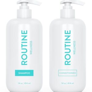 Routine Wellness Anti-Thinning Shampoo and Conditioner Set for Thinning Hair – Wildflower 14oz (Pack of 2)