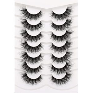 Pooplunch False Eyelashes Fairy Cat Eye Look Fluffy Lashes 8D Fluttery Volume Dramatic Crossed Faux Mink Lash Fake Eyelashes 7 Pairs Pack