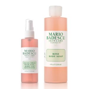 Mario Badescu Rose Water Facial Spray & Rose Body Soap Bundle | Hydrating Aloe & Rosewater Face Mist + Refreshing Floral Body Wash | Rejuvenates, Hydrates & Softens Skin | For All Skin Types