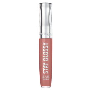Rimmel Stay Glossy Lip Gloss – Non-Sticky and Lightweight Formula for Lip Color and Shine – 133 Bare Minimum, .18oz