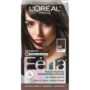 L’Oreal Paris Feria Multi-Faceted Shimmering Permanent Hair Color, 40 Espresso, Pack of 1, Hair Dye