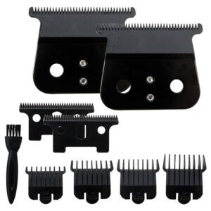 CALOER Mens Hair Clipper&Trimmer Razor T Blades with Guide Combs w/Cleaning Brush Kit Compatible for Andis T Outliner,Blackouts,GTX, GTO, GO with Clipper Guard(Black)