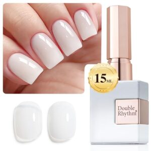 Double Rhythm 15 ML Gel Nail Polish Pure Sheer Same Color Same Bottle Soak Off Gel Polish Art Manicure Salon DIY at Home for Women (Off White-B1367)