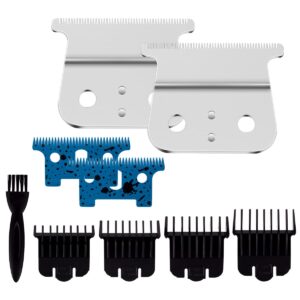 Andis T Outliner Replacement Blades Compatible With GTX – Ceramic and Silver Steel T-Liner Blade for 04521 (Blue)