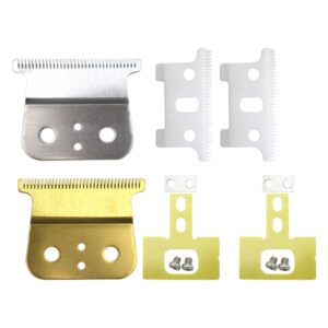 New! 2 Pairs Adjustable Replacement T Blade Replacement Blade Carbon Steel Blade Trimmer Replacement Blade Gold Silver Replacement T-Blade for Hair Trimmer