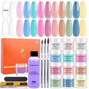 19pcs Acrylic Nail Kit> 12 Colors Clear White Pink Blue Yellow Green> Acrylic Powder & Liquid Set with Brushes> Nail Forms & Tools for Beginner Salon N660