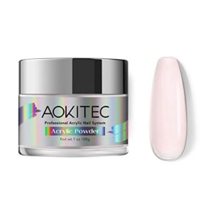 Aokitec Thin Pink Acrylic Powder> Professional Nail Powder for Extension French Nail Art> Sets for Beginners or Salon (1oz)