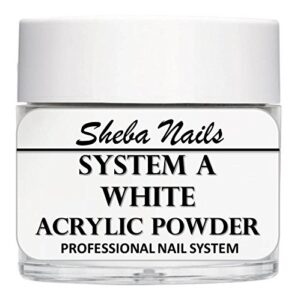 SHEBA NAILS System A Acrylic Nail Powder WHITE- 4oz Jar