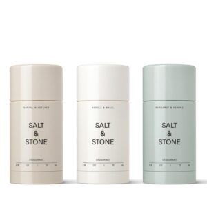 SALT & STONE Deodorant | Extra Strength Natural Deodorant for Women & Men | Aluminum Free with Seaweed Extracts, Shea Butter & Probiotics (Trio)