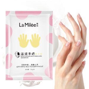 Lamilee Hand Peel Mask> Milk Gloves> Moisturizing Repair Rough and Dry Skin for Men and Women> SPA Gloves for Hands Exfoliating Hand Peeling Masks for Soothing and Whitening Rough Skin（1 Pairs）