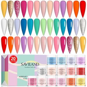 Saviland Acrylic Powder Set Starter – 20 Colors Spring Summer Acrylic Powder for Nails Cherry Blossom Set Professional Polymer for Nail Extension Nail Carving Home DIY & Nail Salon