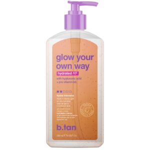 b.tan Face & Body Clear Self Tan Gel | Glow Your Own Way Hydrated – Ultra Hydrating, Transfer-Resistant, Gradual Sunless Tanning Gel for Face and Body, Vegan, Cruelty Free Self Tanner, 8 Fl Oz