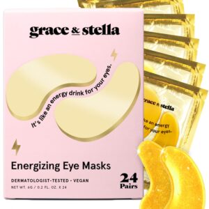 grace & stella Award Winning Under Eye Mask – Travel Essentials – Birthday Gifts for Women – Gel Eye Patches for Dark Circles, Puffy Eyes, Wrinkles, Undereye Bags – Vegan – Self Care (24 Pairs, Gold)