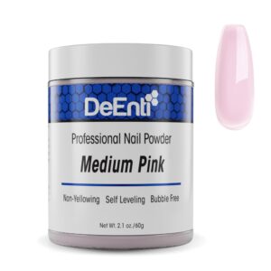 DeEnti Acrylic Nail Powder> 2oz Medium Pink> Long Lasting Salon Quality> Bubble Free Professional Manicures> Nail Art> Fake Nails> Dip> Carving & Extensions