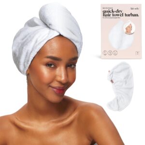 Kitsch Microfiber Hair Towel Wrap for Women – Microfiber Towel, Super Absorbent, Quick Dry, Anti-Frizz – For Long and Short Hairs, Turbans for Women, Hair Wrap – White