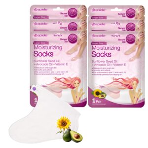 Epielle Moisturizing Foot Masks (Socks 6pk) for Foot Heel to Toe | Foot Cream & Lotion – Sunflower Seed Oil + Avocado Oil + Vitamin E, Mother’s Day Gifts, Teacher’s Appreciation