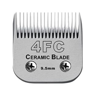 Removable Ceramic Dog Clipper Blades Compatible with Andis, Oster A5, Wahl KM Series, Size 4FC 3/8″ (9.5mm) Cutting Length