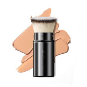 DUcare Retractable Foundation Flat Top Kabuki Brush for Liquid, Cream and Powder Face Makeup With Aluminum Handle