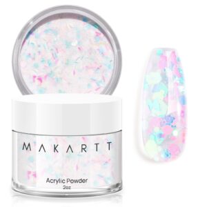 Makartt Glitter Acrylic Powder> 2oz Large Capacity Professional Pink Hexagon Colored Acrylic Nail Powder for Extension 3D Carving Sculpture French Manicure> Beginner Friendly> No Lamp Needed
