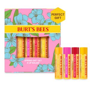 Burt’s Bees Gifts Ideas – In Full Bloom Lip Balm Set, Original Beeswax, Dragonfruit Lemon, Tropical Pineapple & Strawberry, Natural Origin Lip Treatment, 4 Tubes, 0.15 oz.