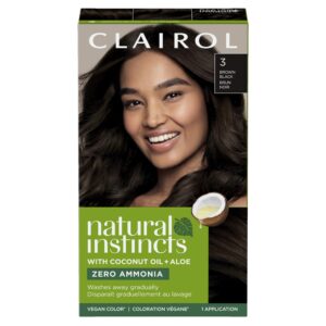 Clairol Natural Instincts Demi-Permanent Hair Dye, 3 Brown Black Hair Color, Pack of 1