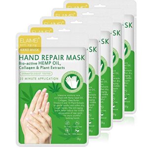 5 Pack Natural Hand Peel Mask，Spa Gloves Treatment Deep Moisturizing Repair Gloves Nourish Whitens peel off hand mask for Dry Hands，Exfoliating Reduce Age Spots Repair Rough Damage Skin