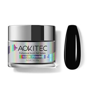 Aokitec Black Acrylic Powder – 30g Professional Acrylic Nail Powder> Lasting Acrylic Powder for Nail Extension French Nail Art> Acrylic Nail Supplies Sets for Nails Beginners or Salon