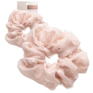 Kitsch Satin Brunch Scrunchie, Softer than Silk Scrunchies for Women, Jumbo Satin Hair Tie for Thick Thin Hair, Frayed Blush