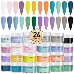 Modelones Acrylic Powder> 24 Colors Acrylic Nail Powder Summer Series Pink Blue Green Acrylic Powder Set Color Acrylic Powder for Nails for 3D Carving Nail Extension French Nail Gift for Women