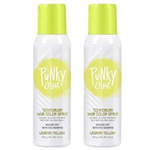 Punky Temporary Hair Color Spray, Leopard Yellow, Fast-Drying, Non-Sticky, Non-Damaging, Travel Size Hair Dye for Instant Vivid Hair Color, 3.5 oz, 2-Pack