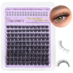 Yawamica Wispy Lash Clusters with Bottom Lashes DIY Cluster Eyelash Extensions 10-16mm Eyelash Clusters CC Curl Individual Lashes Clusters Lashes with 5-6mm Bottom Lash Clusters DIY Lash for Beginners